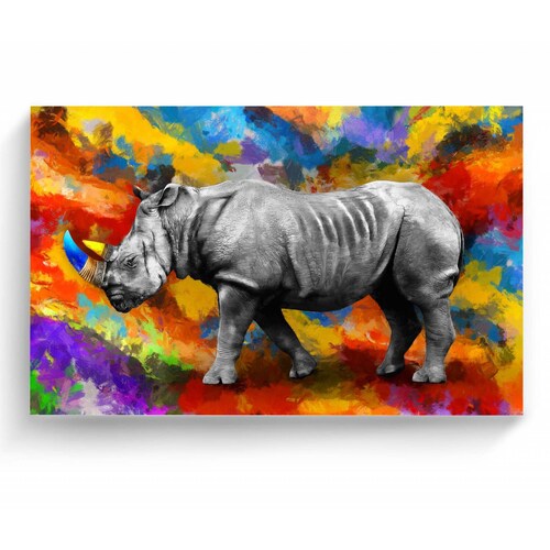 Cuadro Decorativo Canvas Hermoso Rinoceornte  150x100