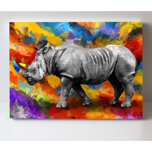 Cuadro Decorativo Canvas Hermoso Rinoceornte  150x100