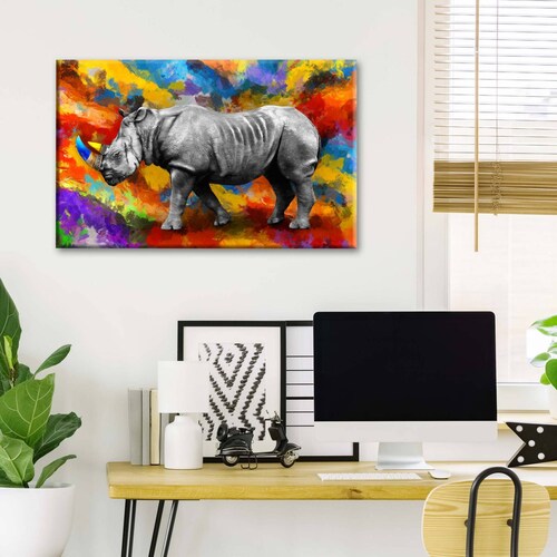 Cuadro Decorativo Canvas Hermoso Rinoceornte  150x100