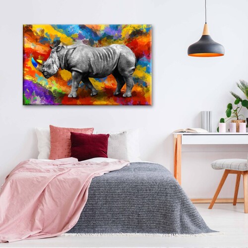 Cuadro Decorativo Canvas Hermoso Rinoceornte  150x100