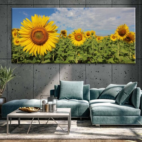Cuadro Decorativo Canvas Bonito Paisaje Girasoles
 160x80