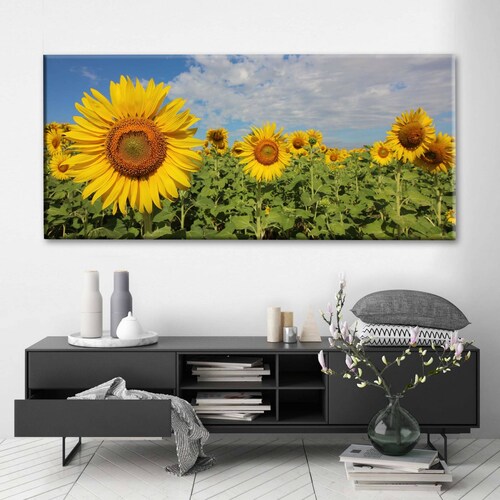 Cuadro Decorativo Canvas Bonito Paisaje Girasoles
 160x80