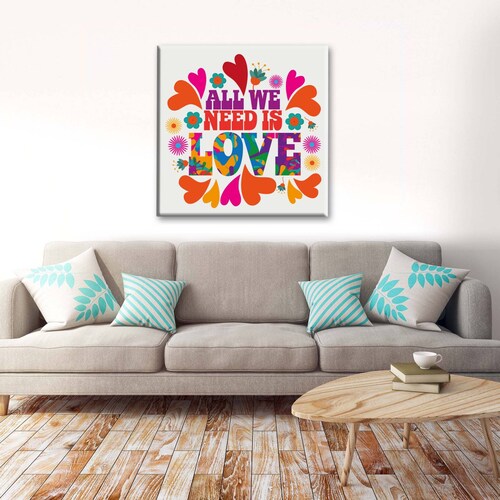 Cuadro Decorativo Canvas Frase All to Need is Love 130x130