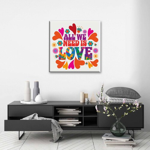 Cuadro Decorativo Canvas Frase All to Need is Love 50x50