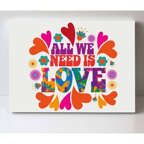 Cuadro Decorativo Canvas Frase All to Need is Love 105x70