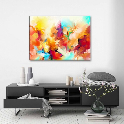 Cuadro Decorativo Canvas flores abstractas al Oleo 150x100