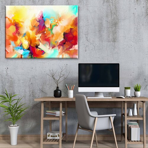 Cuadro Decorativo Canvas flores abstractas al Oleo 75x50