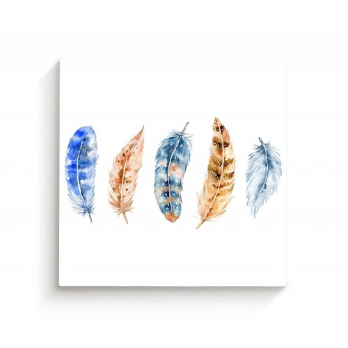 Cuadro Decorativo Canvas Conjunto de Plumas Boho 70x70