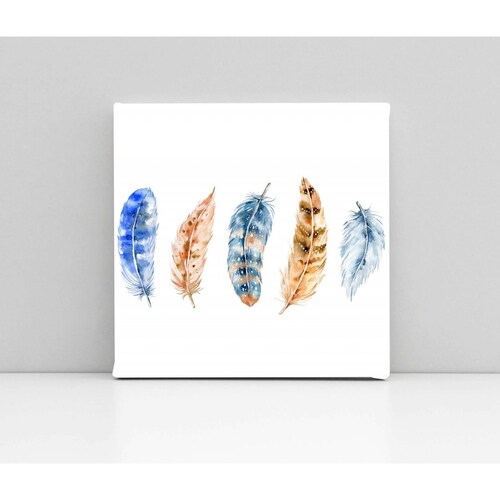 Cuadro Decorativo Canvas Conjunto de Plumas Boho 50x50