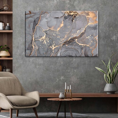 Cuadro Decorativo Canvas Mármol traslúcido gris 75x50
