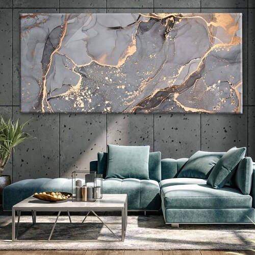 Cuadro Decorativo Canvas Mármol traslúcido gris 100x50