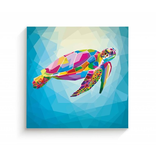 Cuadro Decorativo Canvas Tortuga de colores 30x30