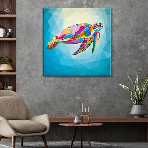Cuadro Decorativo Canvas Tortuga de colores 30x30