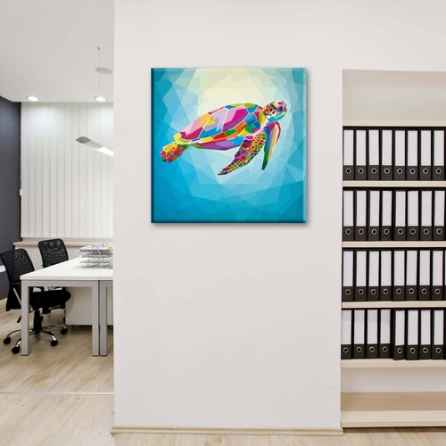 Cuadro Decorativo Canvas Tortuga de colores 30x30