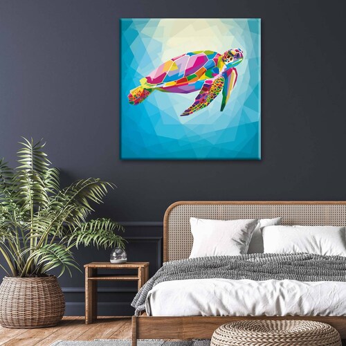Cuadro Decorativo Canvas Tortuga de colores 30x30