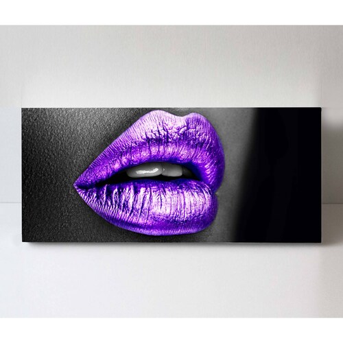 Cuadro Decorativo Canvas Labios morados 120x60