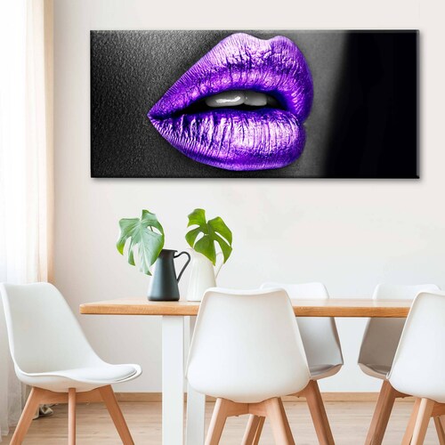 Cuadro Decorativo Canvas Labios morados 120x60