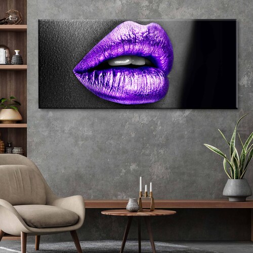 Cuadro Decorativo Canvas Labios morados 200x100