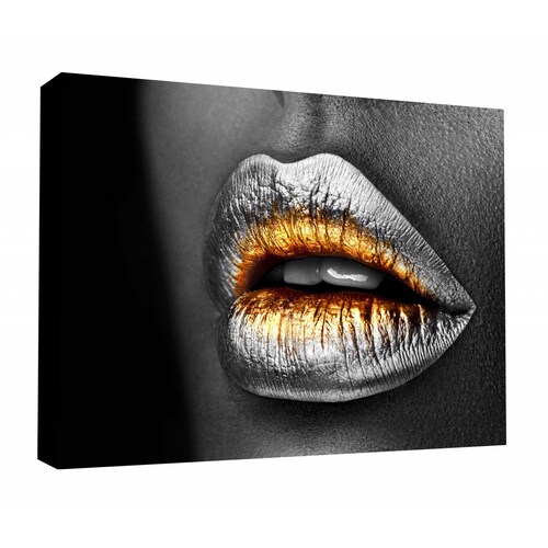 Cuadro Decorativo Canvas Labios plata 150x100