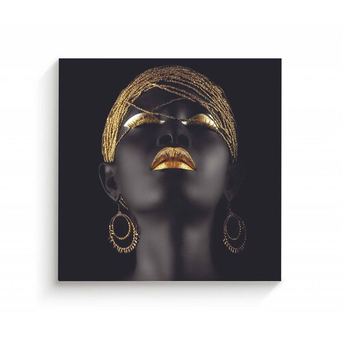 Cuadro Decorativo Canvas Mujer labios dorados 30x30