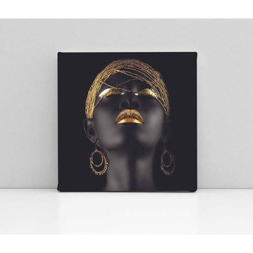 Cuadro Decorativo Canvas Mujer labios dorados 30x30