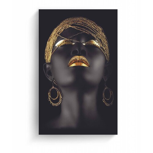 Cuadro Decorativo Canvas Mujer labios dorados 200x100