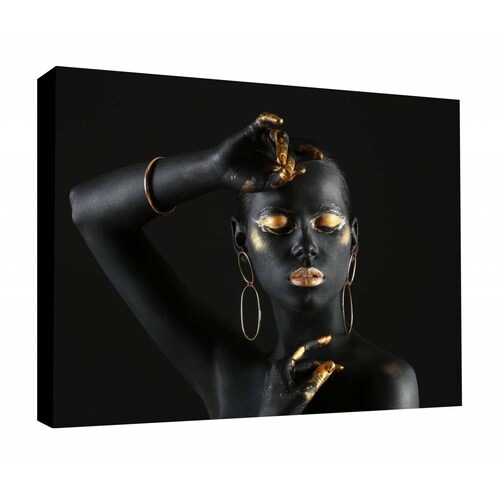 Cuadro Decorativo Canvas Mujer con pintura negra 105x70