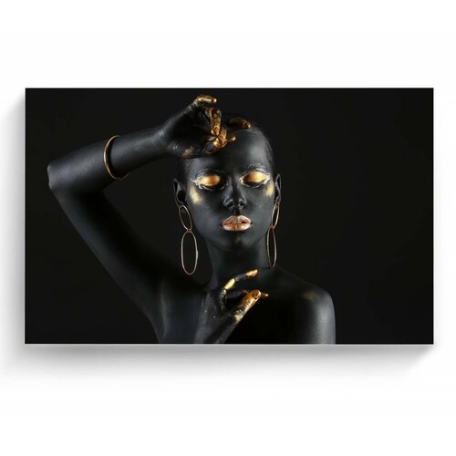 Cuadro Decorativo Canvas Mujer con pintura negra 105x70