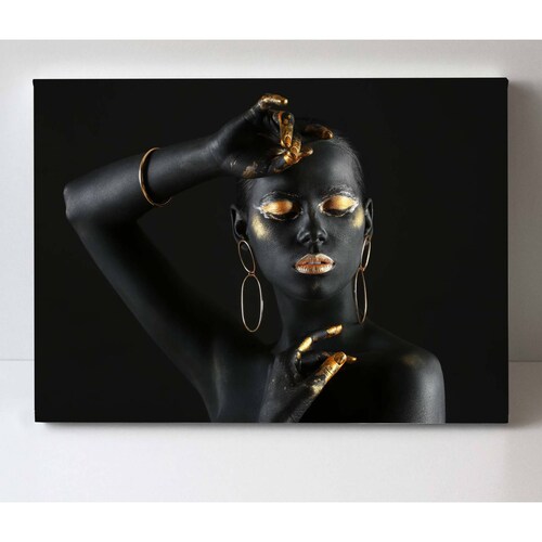 Cuadro Decorativo Canvas Mujer con pintura negra 105x70
