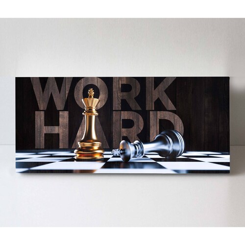 Cuadro Decorativo Canvas Ajedrez Trabaja duro 180x90