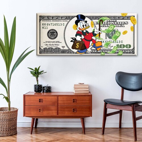 Cuadro Decorativo Canvas Dólar McPato 100x50