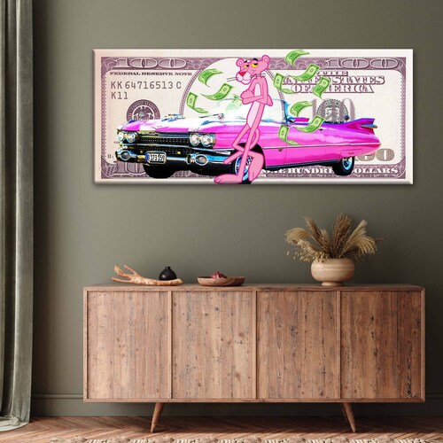 Cuadro Decorativo Canvas Pantera Rosa 180x90