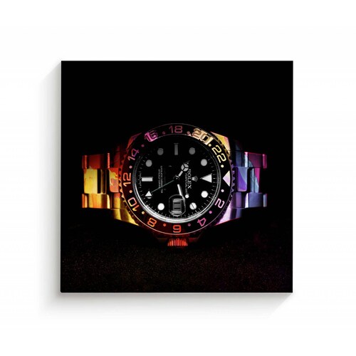 Cuadro Decorativo Canvas Reloj Rolex fondo negro 100x100