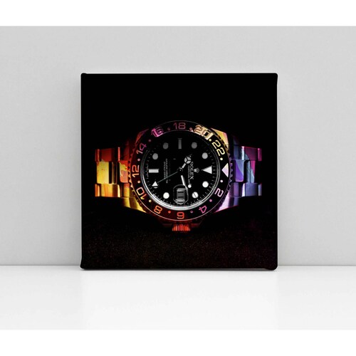 Cuadro Decorativo Canvas Reloj Rolex fondo negro 100x100