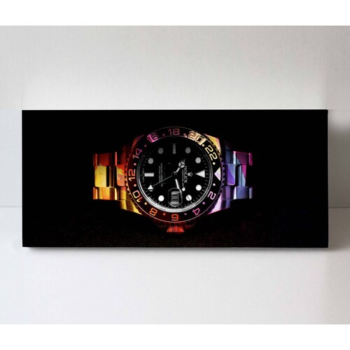 Cuadro Decorativo Canvas Reloj Rolex fondo negro 160x80
