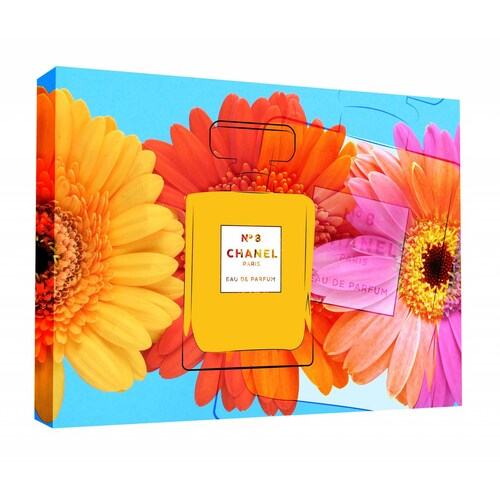 Cuadro Decorativo Canvas Perfume Chanel Amarillo 75x50