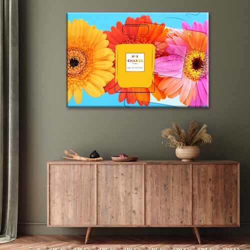 Cuadro Decorativo Canvas Perfume Chanel Amarillo 75x50