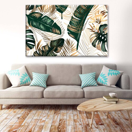 Cuadro Decorativo Canvas Hojas tropicales 150x100