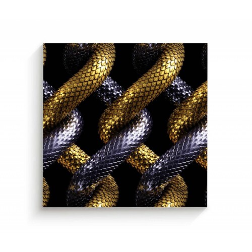 Cuadro Decorativo Canvas Entrelazado dorado/plata 130x130