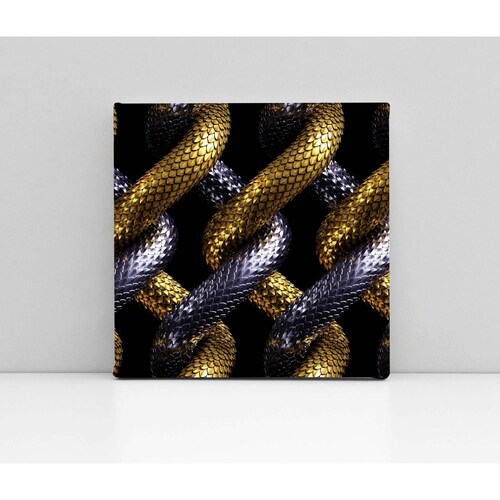 Cuadro Decorativo Canvas Entrelazado dorado/plata 70x70
