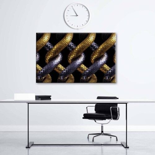 Cuadro Decorativo Canvas Entrelazado dorado/plata 180x120