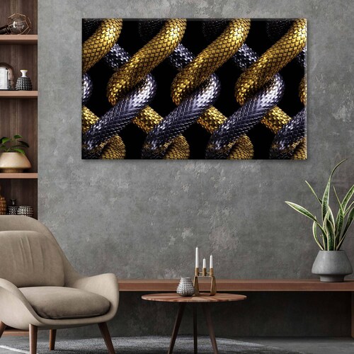 Cuadro Decorativo Canvas Entrelazado dorado/plata 150x100