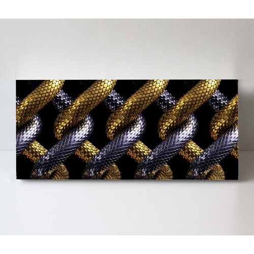 Cuadro Decorativo Canvas Entrelazado dorado/plata 80x40