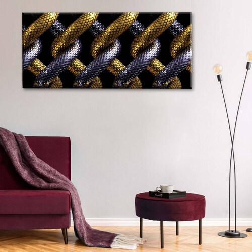 Cuadro Decorativo Canvas Entrelazado dorado/plata 180x90