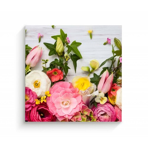 Cuadro Decorativo Canvas Marco de Flores 100x100