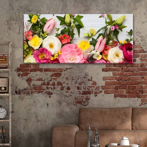 Cuadro Decorativo Canvas Marco de Flores 80x40
