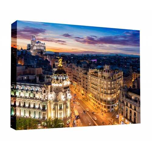 Cuadro Decorativo Canvas Gran via de noche, españa 105x70