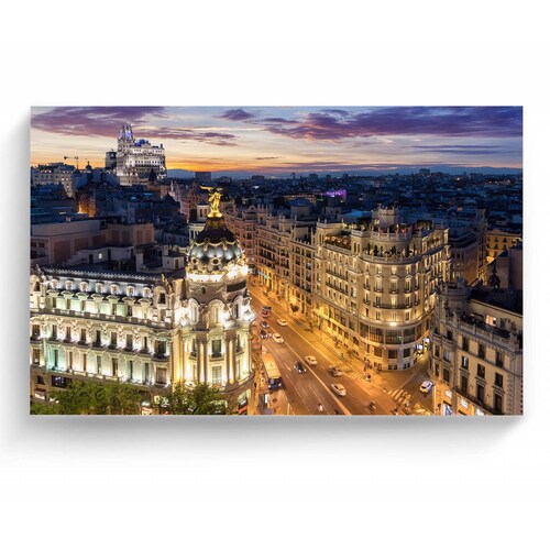 Cuadro Decorativo Canvas Gran via de noche, españa 105x70