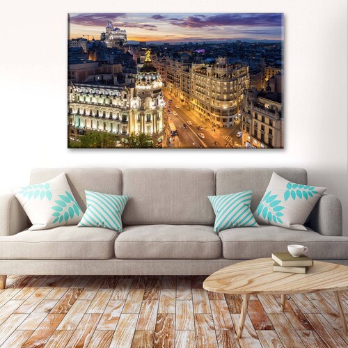 Cuadro Decorativo Canvas Gran via de noche, españa 105x70