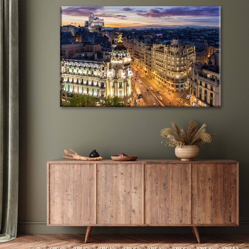 Cuadro Decorativo Canvas Gran via de noche, españa 105x70